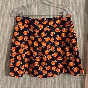 Women’s Skort, Orange flowers on blue, Size M